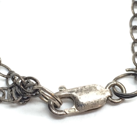 FLEUR DE LIS NECKLACE RICE PEARLS OXIDIZED 925 STERLING SILVER CHAIN PENDANT - Picture 8 of 12